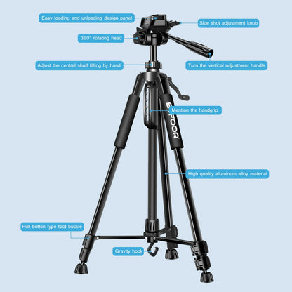 140 cm aluminum travel tripod, view 4