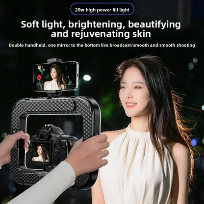 Portable handheld LED ring light for live streaming, view 2