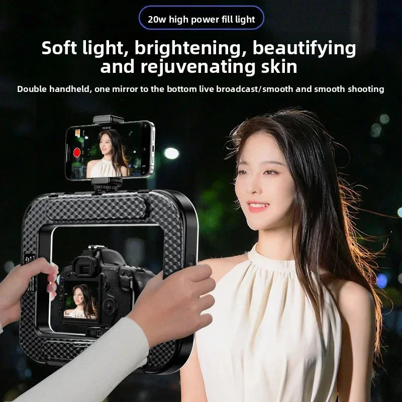 Portable handheld LED ring light for live streaming, view 2