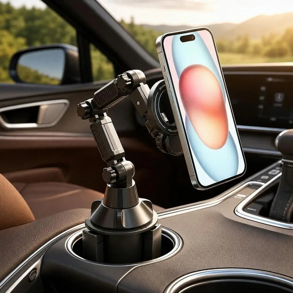 Magnetic car cup holder phone mount with strong suction
