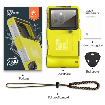 IP68 waterproof phone case for diving, up to 6.9 inch, yellow black