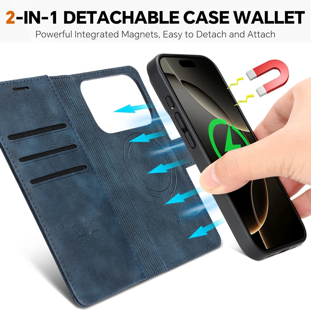 2-in-1 leather MagSafe wallet case for iPhone 12–18, view 3