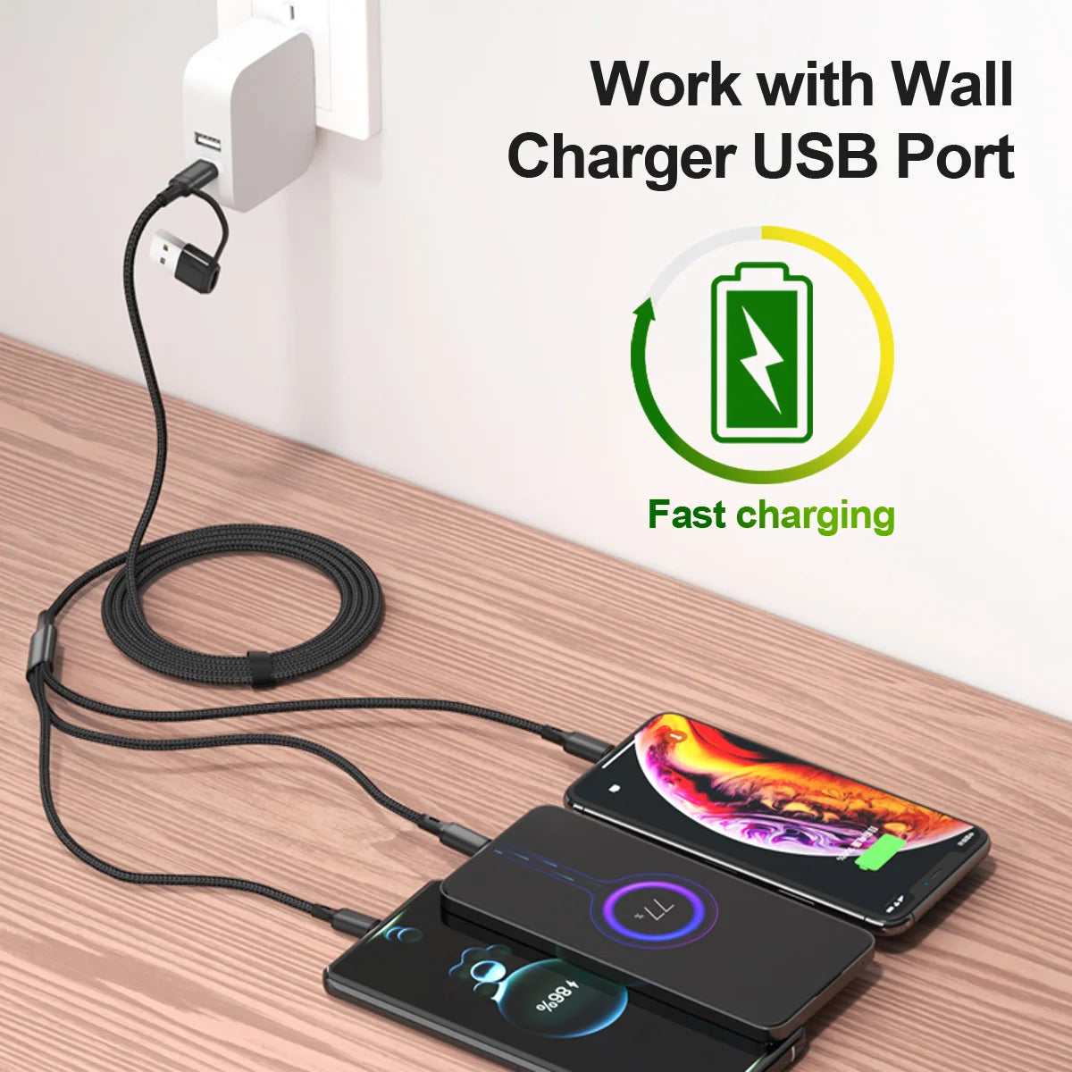 3-in-1 multi-port USB charging cable, view 4