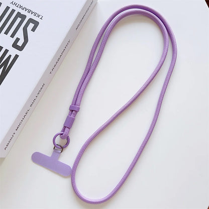 Long crossbody phone lanyard with case connection clip, purple