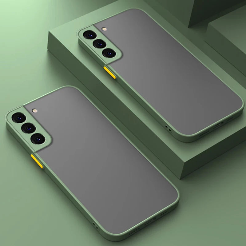 Shockproof matte armor case for Samsung Galaxy S20–S25, green