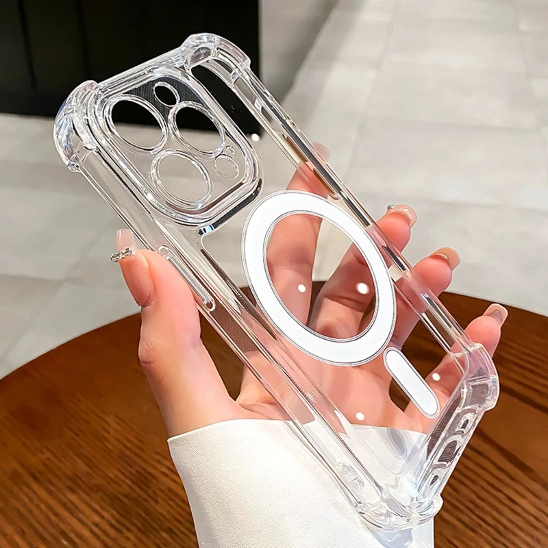 Clear shockproof MagSafe case for iPhone 11–17 & Air