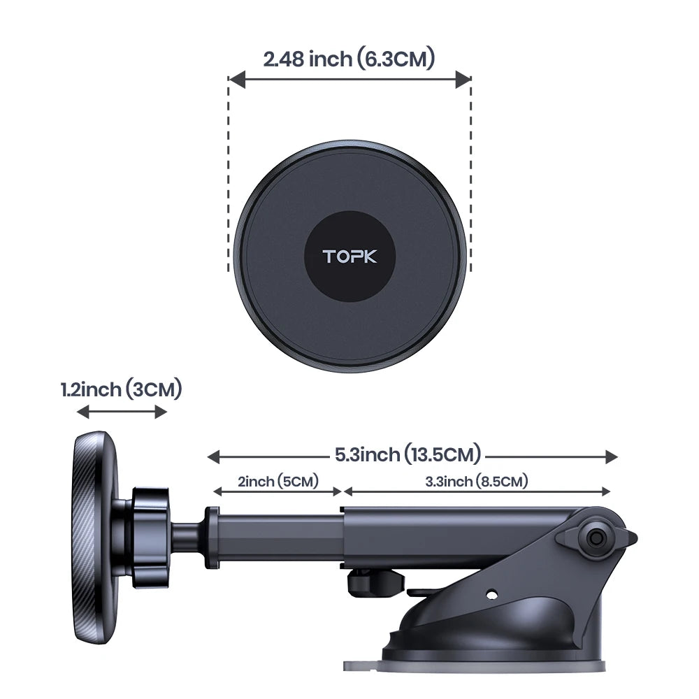 Magnetic car phone mount, view 7