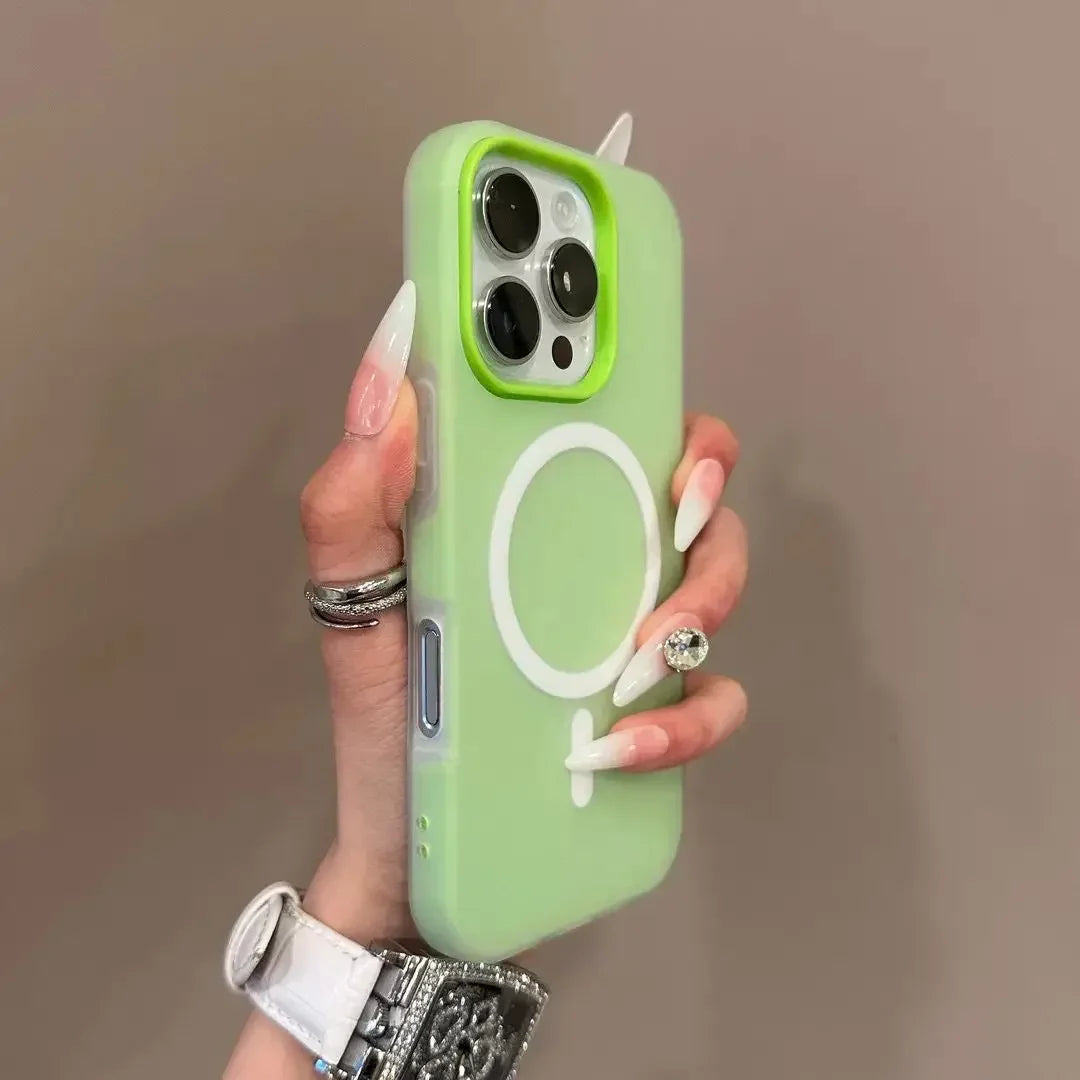 Candy color clear matte MagSafe case for iPhone 11–18, green