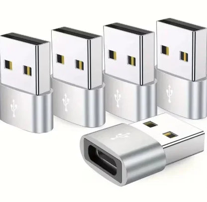 Metal USB to USB-C OTG adapters, 5-pack