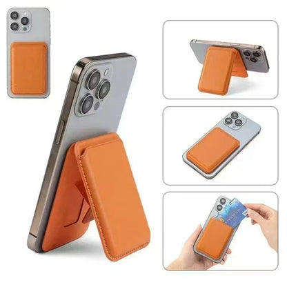 Strong magnetic leather wallet with hidden stand for iPhone 13–15, view 2