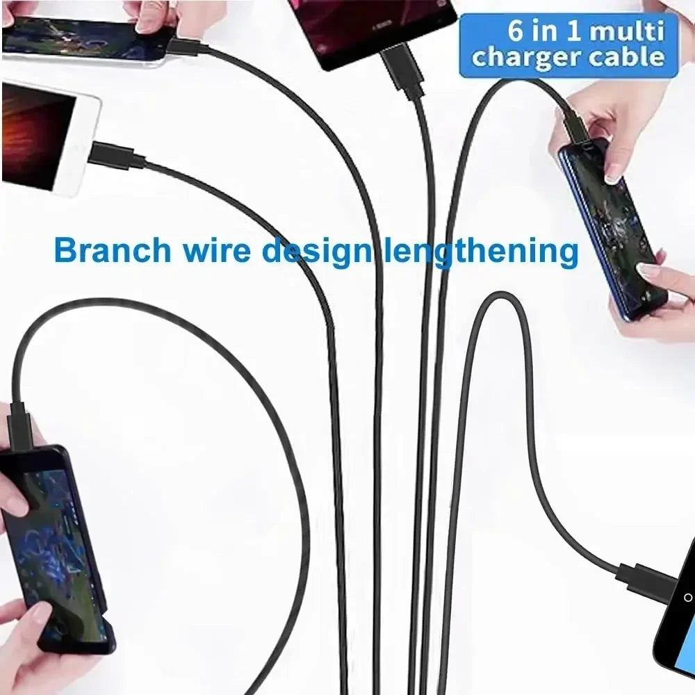 1-to-6 USB-C and micro USB splitter charging cable, view 4