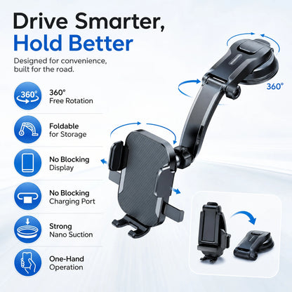 Flexible nano silicone car phone holder with 360° rotation, view 6