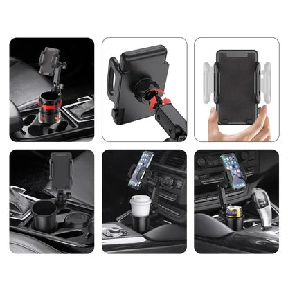 Car cup holder expander with 360° phone mount, view 3