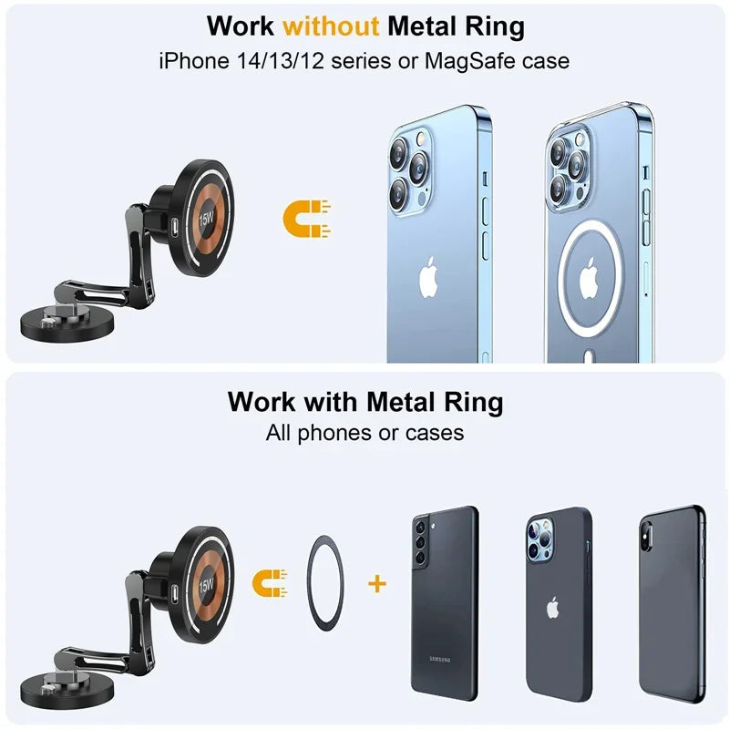 Magnetic car mount with wireless charging for iPhone 12–15, view 6
