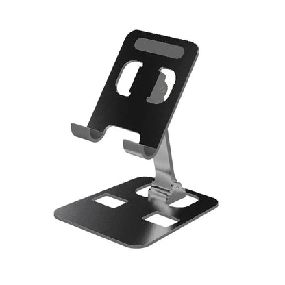 Foldable aluminum alloy desk phone and tablet stand, black