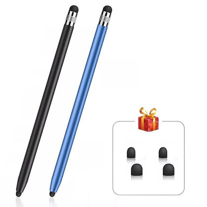 Universal capacitive stylus with dual silicone tips, black and blue
