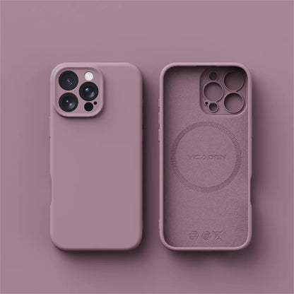Liquid silicone MagSafe case for iPhone 13–18, purple