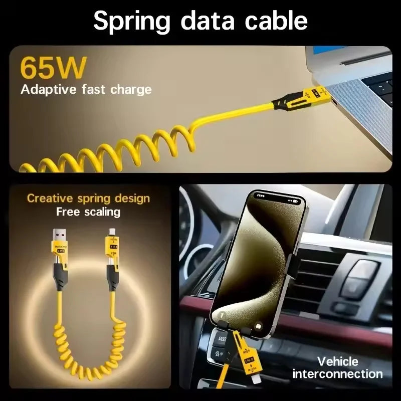 4-in-1 65W coiled charging cable, view 7