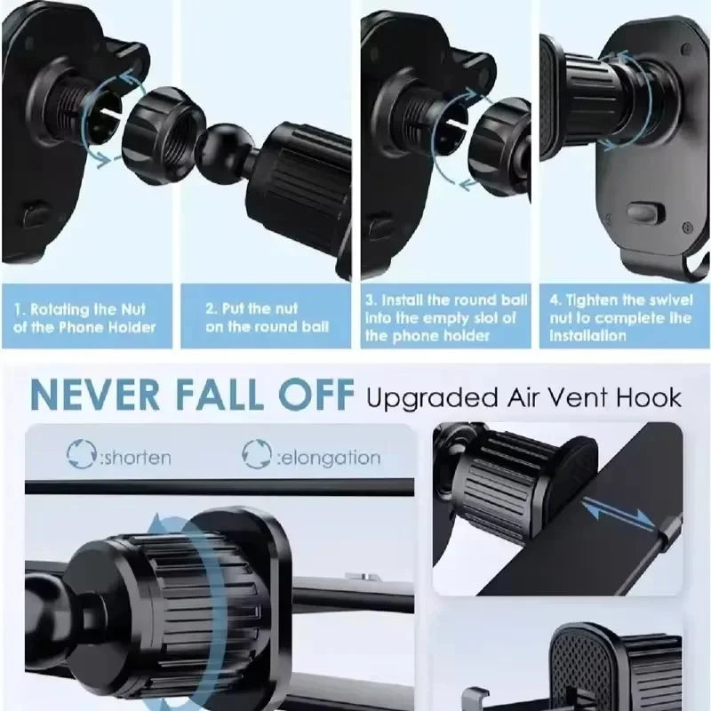 Gravity car phone holder for spiral air vents, view 4