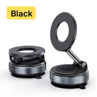 Vacuum suction cup magnetic car phone holder, black