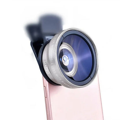 2-in-1 phone camera lens kit, 0.45x wide angle and 12.5x macro, silver
