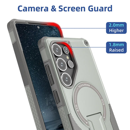 Magnetic armor case with fold stand for Samsung Galaxy S and A series, view 3