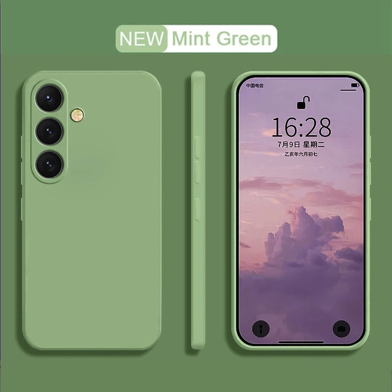 Soft liquid silicone case for Samsung Galaxy S23–S25, green