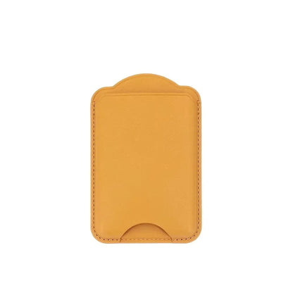 PU leather magnetic card wallet for iPhone 15–18 & Galaxy S25–S26, yellow