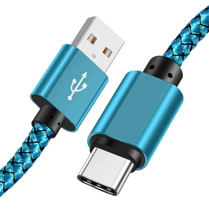 Braided USB-A to USB-C cable, blue