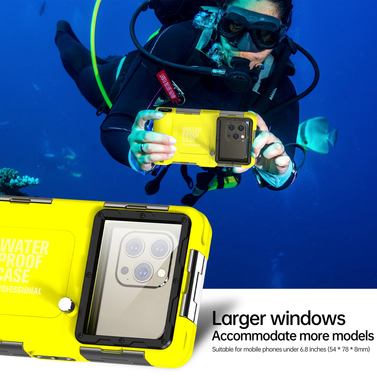 IP68 waterproof phone case for diving, up to 6.9 inch, view 3