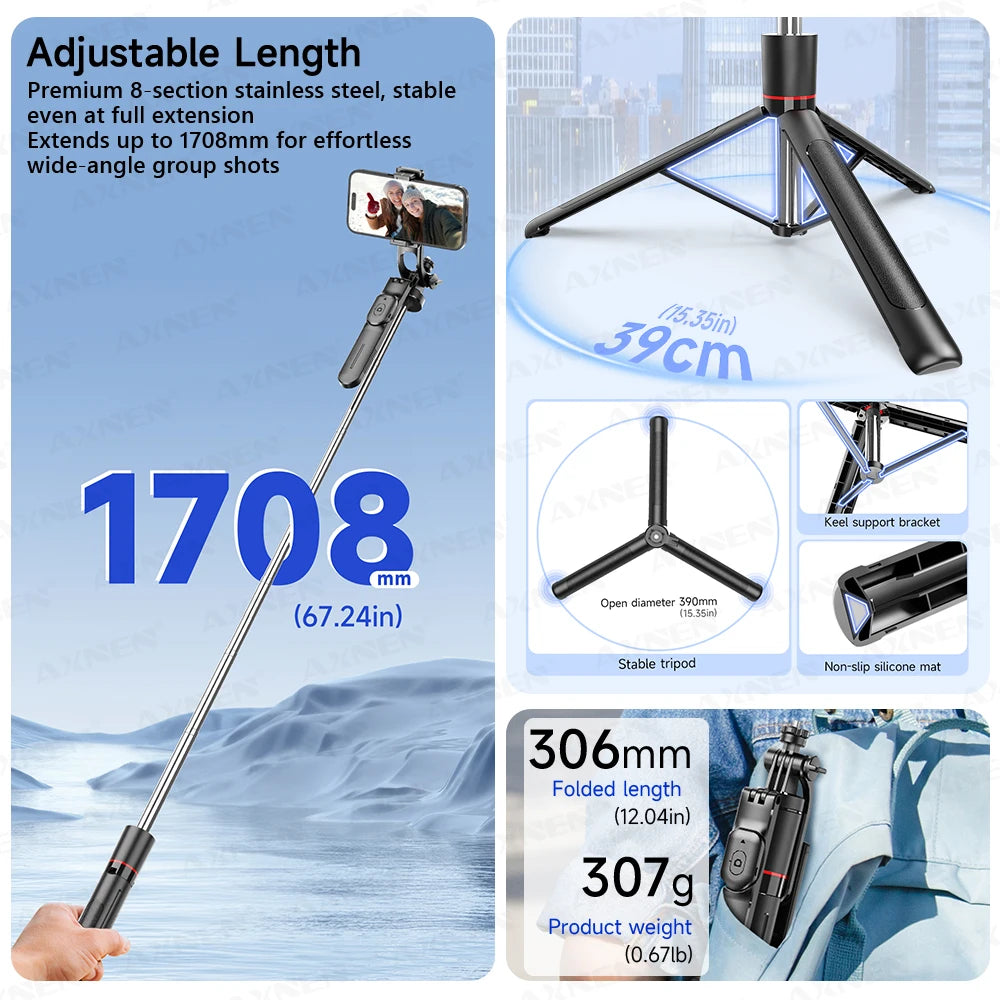 Selfie stick tripod, view 4