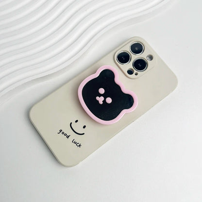 Cute bear mirror phone grip, pink, view 12
