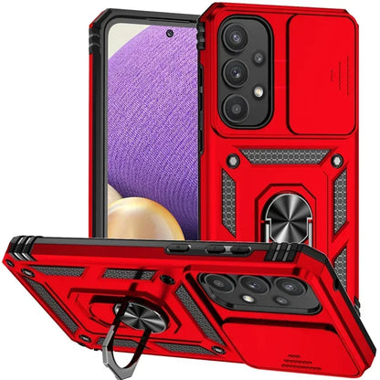 Ring holder case with lens protection for Samsung Galaxy A series, red