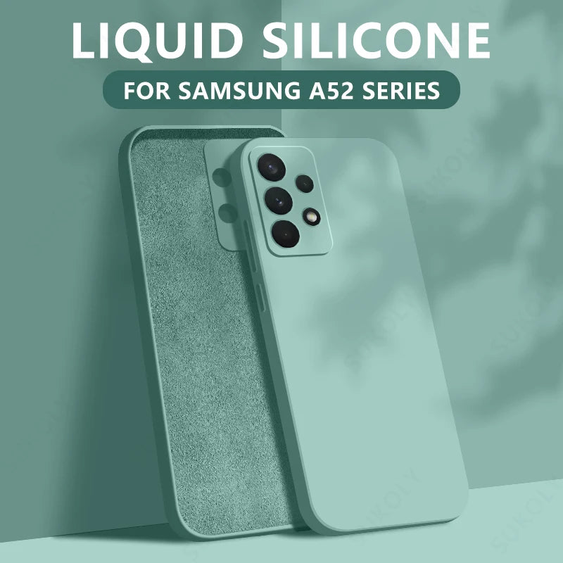 Liquid silicone case for Samsung Galaxy S22–S26 & A series, light green