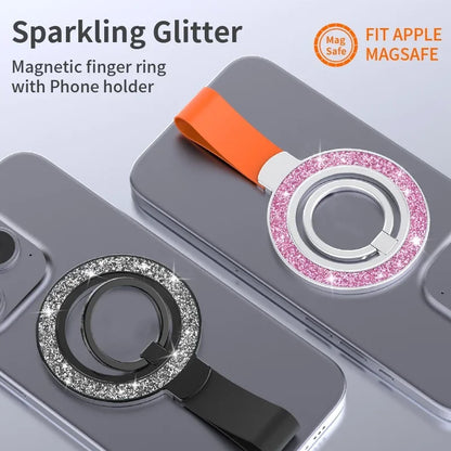 Double-sided magnetic ring grip with hand strap, view 3