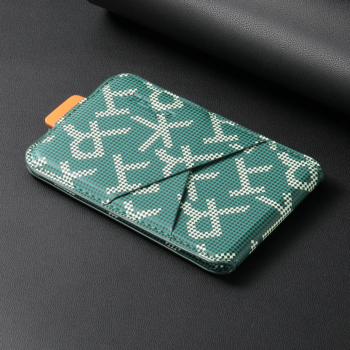 Leather MagSafe card wallet, green