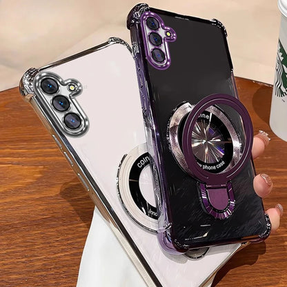 Shockproof plated MagSafe case with magnetic bracket for Galaxy A series