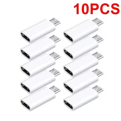 Micro USB female to USB-C male OTG adapter, 10Pcs white