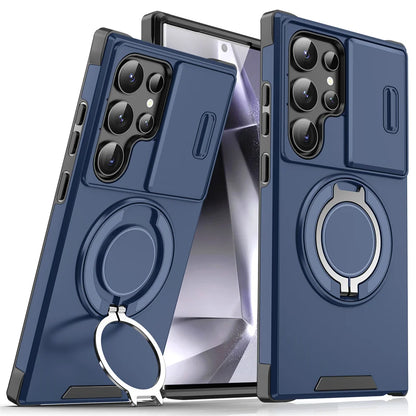 Slide camera cover magnetic stand case for Samsung Galaxy S and A series