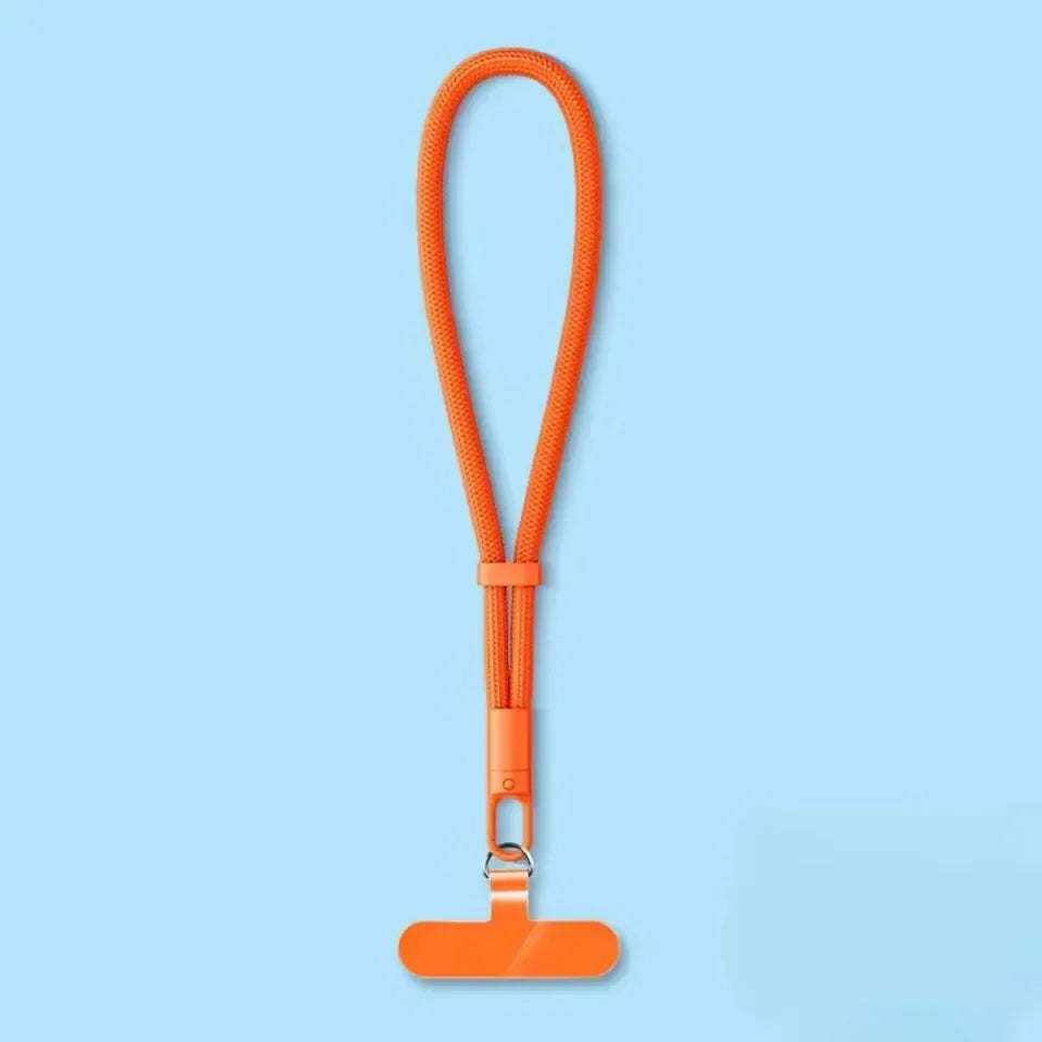 Anti-drop crossbody phone lanyard with 360° rotating clip, orange