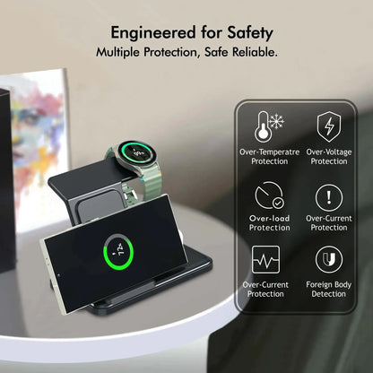 3-in-1 wireless charging station for Galaxy S24–S26, view 2