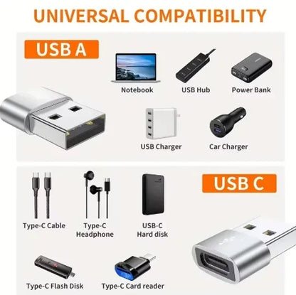 Metal USB to USB-C OTG adapters, 5-pack, view 2