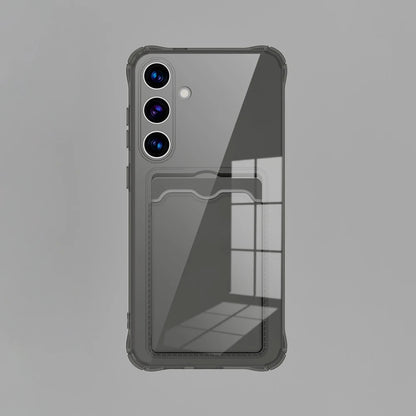 Clear card slot case for Samsung Galaxy S20–S26 & Note 20, dark gray