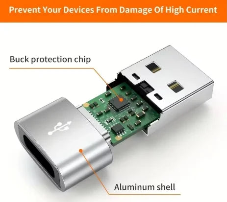 Metal USB to USB-C OTG adapters, 5-pack, view 3
