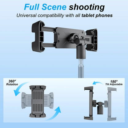 Adjustable tripod tablet floor stand with 360° rotating holder, view 2