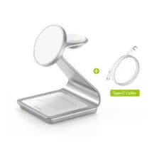 3-in-1 magnetic wireless charging station, white
