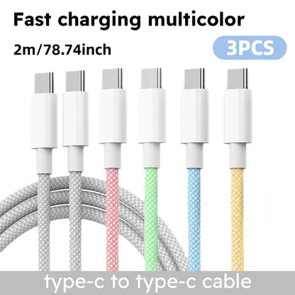 60W braided USB-C cable 3-Pack, view 2