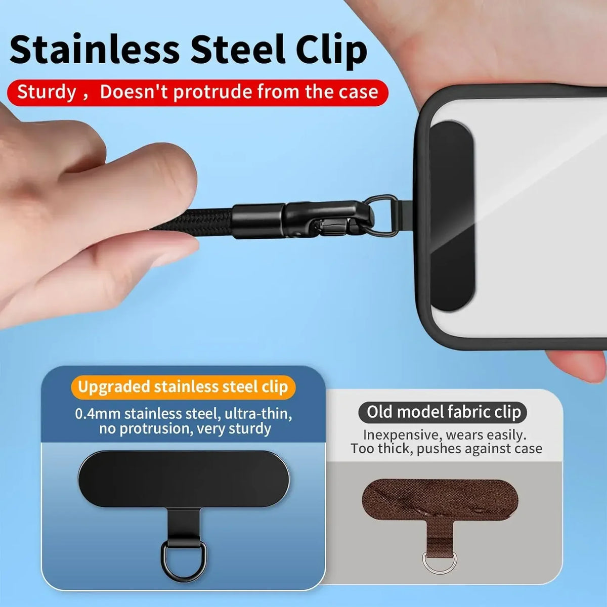 Anti-drop crossbody phone lanyard with 360° rotating clip, view 5