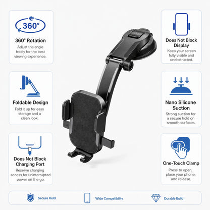 Flexible nano silicone car phone holder with 360° rotation, view 4