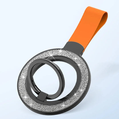 Double-sided magnetic ring grip with hand strap, silvery orange, view 9